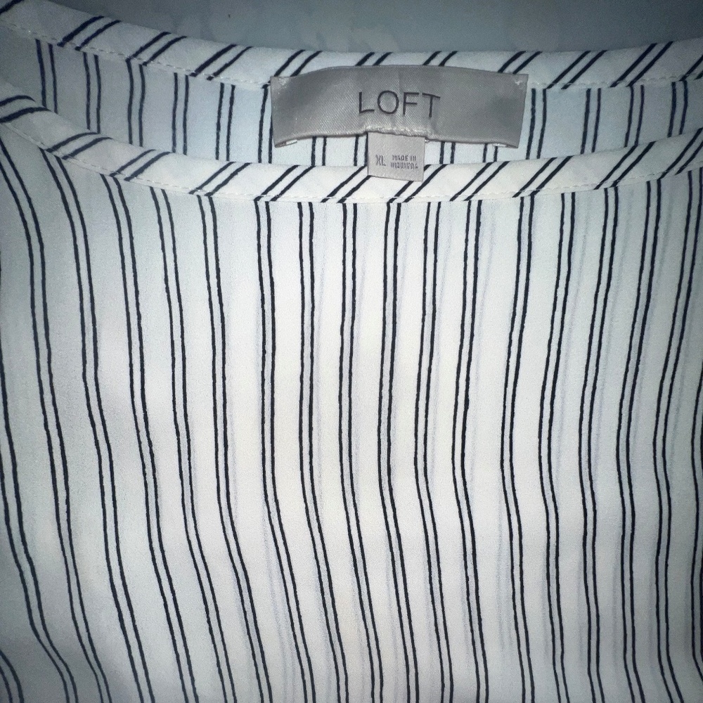 LOFT White Blouse with Black Pinstripes - Picture 6 of 7